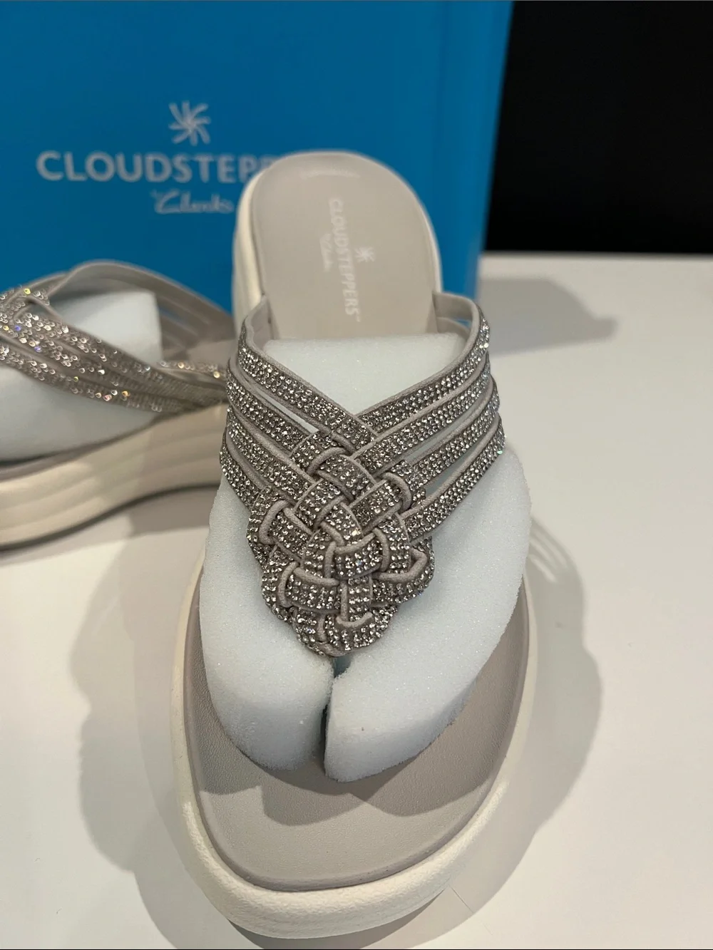 Cloudsteppers by Clarks Women's Cream Beaded Platform Sandals - Picture 2 of 7